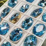 Aquamarine 18x13mm Ocean Blue Rare Vintage Swarovski, 1 2 or 4 Pcs - 4106 With Setting