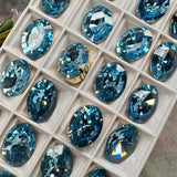 Aquamarine 18x13mm Ocean Blue Rare Vintage Swarovski, 1 2 or 4 Pcs - 4106 With Setting