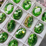 18x13mm Bright Green Rare Vintage Swarovski, 1-2 or 4 Pcs - 4106 With Setting