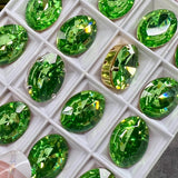 18x13mm Bright Green Rare Vintage Swarovski, 1-2 or 4 Pcs - 4106 With Setting