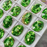 18x13mm Bright Green Rare Vintage Swarovski, 1-2 or 4 Pcs - 4106 With Setting
