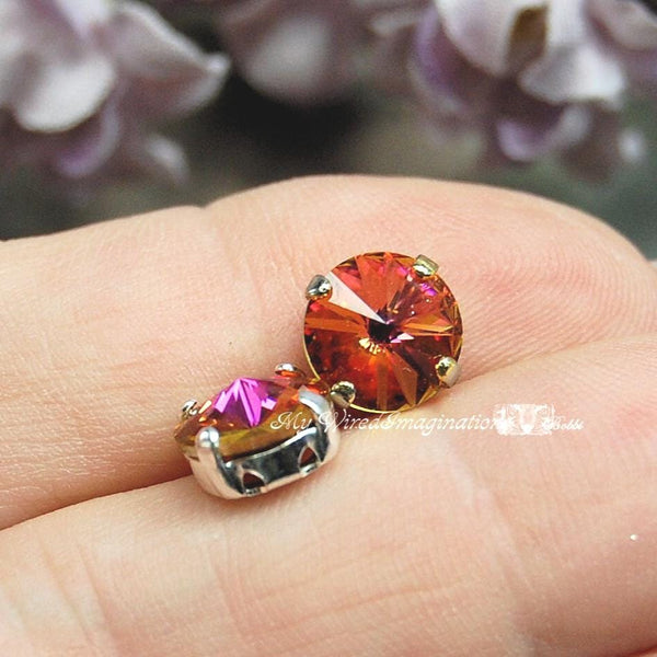 Rare Vintage Cathedral 8mm Rivoli, 1 Piece Swarovski Crystal With SP or GP Settings