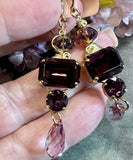 Amethyst Dangle Earring, Vintage Swarovski Crystal handmade Earrings, in Sterling Silver or 14K GF
