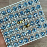 Light Sapphire, 40ss Vintage Swarovski, 2 Pcs Art 1200, Dentelle With SP - GP Setting