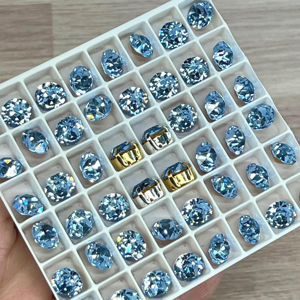 Light Sapphire, 40ss Vintage Swarovski, 2 Pcs Art 1200, Dentelle With SP - GP Setting
