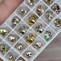 Water Lily Swarovski Crystal, 2 Pcs 8mm/39ss Crystals With SP or GP Settings,  Jewelry-Embroidery