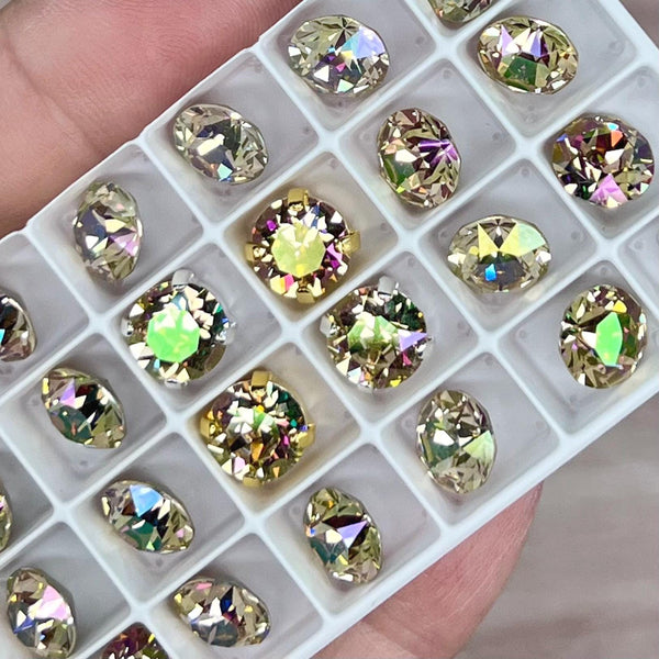 Water Lily Swarovski Crystal, 2 Pcs 8mm/39ss Crystals With SP or GP Settings,  Jewelry-Embroidery