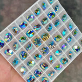 Aquamarine AB 40ss Swarovski Vintage Crystal, 2 Pcs with SP or GP Setting