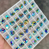 Aquamarine AB 40ss Swarovski Vintage Crystal, 2 Pcs with SP or GP Setting
