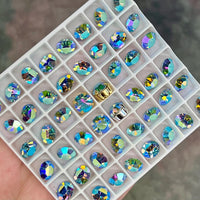 Aquamarine AB 40ss Swarovski Vintage Crystal, 2 Pcs with SP or GP Setting