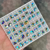 Aquamarine AB 40ss Swarovski Vintage Crystal, 2 Pcs with SP or GP Setting