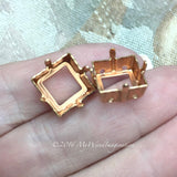 Brass Sew-On Type Rhinestone Crystal Settings, 12mm 4400 - 4410 Square