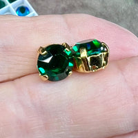 Emerald AB 39ss Swarovski Vintage Crystal, 2 or 4 Pcs Art 1110, with SP or GP Settings