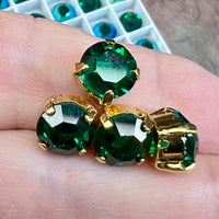 Emerald AB 39ss Swarovski Vintage Crystal, 2 or 4 Pcs Art 1110, with SP or GP Settings