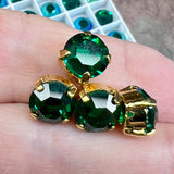 Emerald AB 39ss Swarovski Vintage Crystal, 2 or 4 Pcs Art 1110, with SP or GP Settings