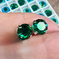 Emerald AB 39ss Swarovski Vintage Crystal, 2 or 4 Pcs Art 1110, with SP or GP Settings