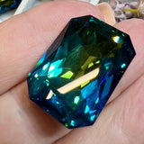 Bermuda Blue Swarovski, 1 Pc 27x18.5mm Octagon 4675 With Setting, Bead Embroidery Component