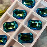 Bermuda Blue Swarovski, 1 Pc 27x18.5mm Octagon 4675 With Setting, Bead Embroidery Component