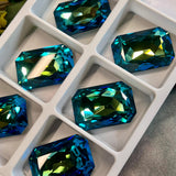 Bermuda Blue Swarovski, 1 Pc 27x18.5mm Octagon 4675 With Setting, Bead Embroidery Component