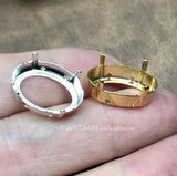 Tourmaline 18x13mm Dark Green Vintage Swarovski, 1 or 2 or 4 Pcs Oval 4120 With Setting