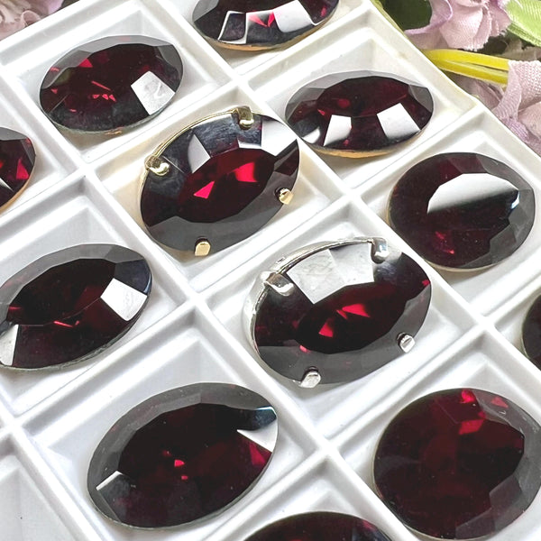 Garnet 18x13mm Dark Red Rare Vintage Swarovski, 1-2 or 4 Pcs - 4106 With Setting