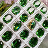 Tourmaline 18x13mm Dark Green Vintage Swarovski, 1 or 2 or 4 Pcs Oval 4120 With Setting