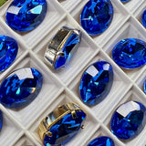 Sapphire 18x13mm Royal Blue Rare Vintage Swarovski, 1-2 or 4 Pcs - 4106 With Setting