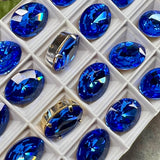 Sapphire 18x13mm Royal Blue Rare Vintage Swarovski, 1-2 or 4 Pcs - 4106 With Setting