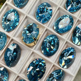 Aquamarine 18x13mm Ocean Blue Rare Vintage Swarovski, 1 2 or 4 Pcs - 4106 With Setting