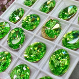 18x13mm Bright Green Rare Vintage Swarovski, 1-2 or 4 Pcs - 4106 With Setting