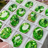 18x13mm Bright Green Rare Vintage Swarovski, 1-2 or 4 Pcs - 4106 With Setting