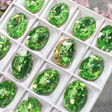 18x13mm Bright Green Rare Vintage Swarovski, 1-2 or 4 Pcs - 4106 With Setting