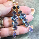 Alexandrite Earring, Vintage Swarovski Crystal Handmade Earrings, in Sterling Silver or 14K GF