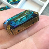 Bermuda Blue Swarovski, 1 Pc 27x18.5mm Octagon 4675 With Setting, Bead Embroidery Component