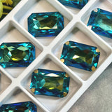 Bermuda Blue Swarovski, 1 Pc 27x18.5mm Octagon 4675 With Setting, Bead Embroidery Component