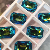 Bermuda Blue Swarovski, 1 Pc 27x18.5mm Octagon 4675 With Setting, Bead Embroidery Component
