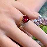 Ruby Handmade Ring, Lab Grown Fuchsia Ruby-Red, July Birthstone, 40th Anniversary