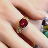 Ruby Handmade Ring, Lab Grown Fuchsia Ruby-Red, July Birthstone, 40th Anniversary