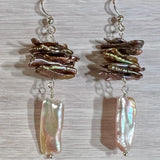 Biwa Pearl Earrings, Multiple Color Choices, Handmade Freshwater Pearl-Earrings, in Sterling Silver