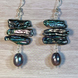 Biwa & Baroque Pearl Earrings, Multiple Color-Shape Choices, Handmade Freshwater Pearl Earring, in Sterling Silver