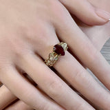 Handmade Ring, Pear Shape Ruby, Lab Grown Dark Ruby-Red, Unique July Birthstone