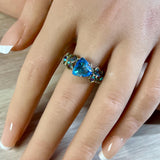 Ocean DeLite Swarovski Kaleidoscope Triangle Crystal Handmade Ring, SS or 14K GF