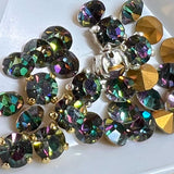 Rare Vitrail Dark 24ss/5.4mm Vintage Swarovski, 4 Pcs with Settings