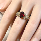 Handmade Ring, Pear Shape Ruby, Lab Grown Dark Ruby-Red, Unique July Birthstone
