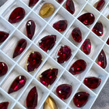 Siam Dark Red 2 Pcs 13X8.5mm Vintage Swarovski Pear 4320 With SP-GP Settings