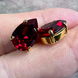 Siam Dark Red 2 Pcs 13X8.5mm Vintage Swarovski Pear 4320 With SP-GP Settings