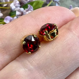 Siam-Ruby Red 35ss Vintage Swarovski Crystal, 7.5mm Rhinestone 2 Pcs with Settings