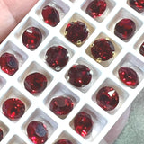 Siam-Ruby Red 35ss Vintage Swarovski Crystal, 7.5mm Rhinestone 2 Pcs with Settings