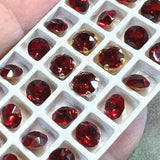 Siam-Ruby Red 35ss Vintage Swarovski Crystal, 7.5mm Rhinestone 2 Pcs with Settings