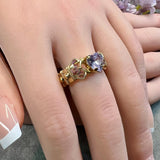 Sweetheart Violet CZ Handmade Ring, 2 Band Styles in SS or 14K GF, Engagement Promise-Ring